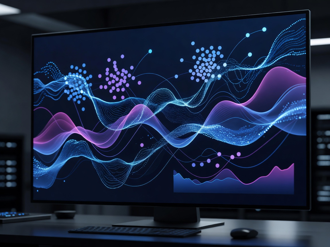 Abstract data dashboard displayed on a screen, representing training trends and analytics