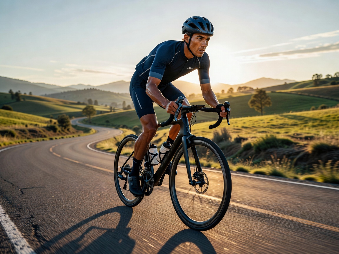 Cyclist riding outdoors, representing movement measurement during sport