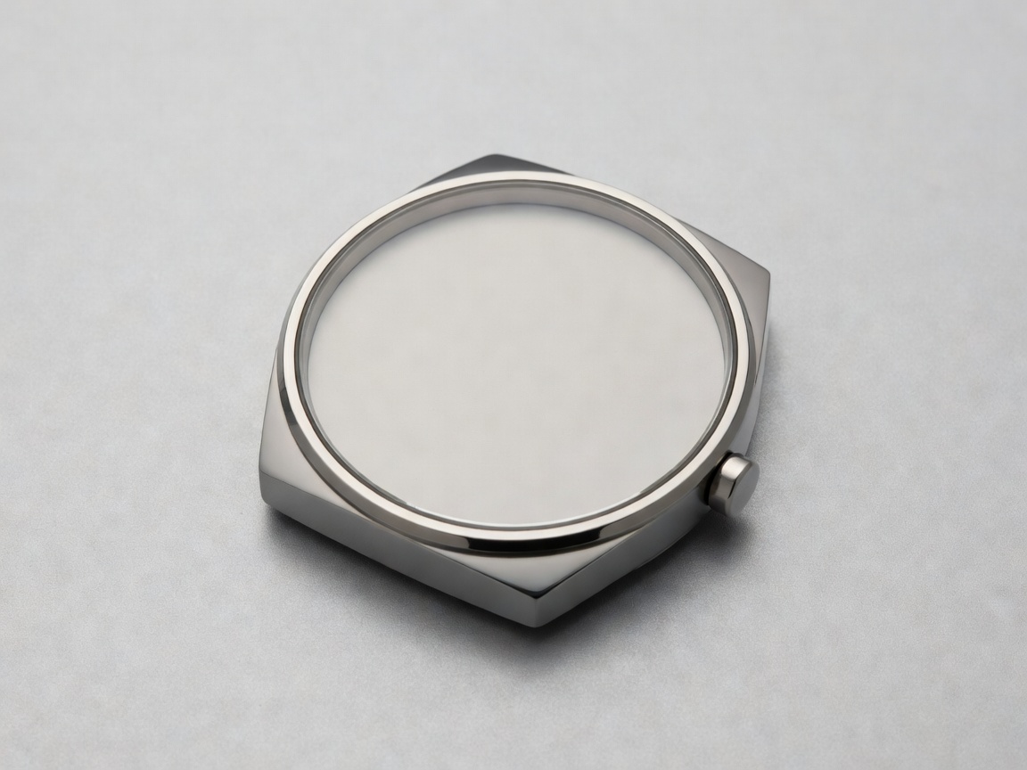 Minimal close-up of a watch case and face for a device-selection guide