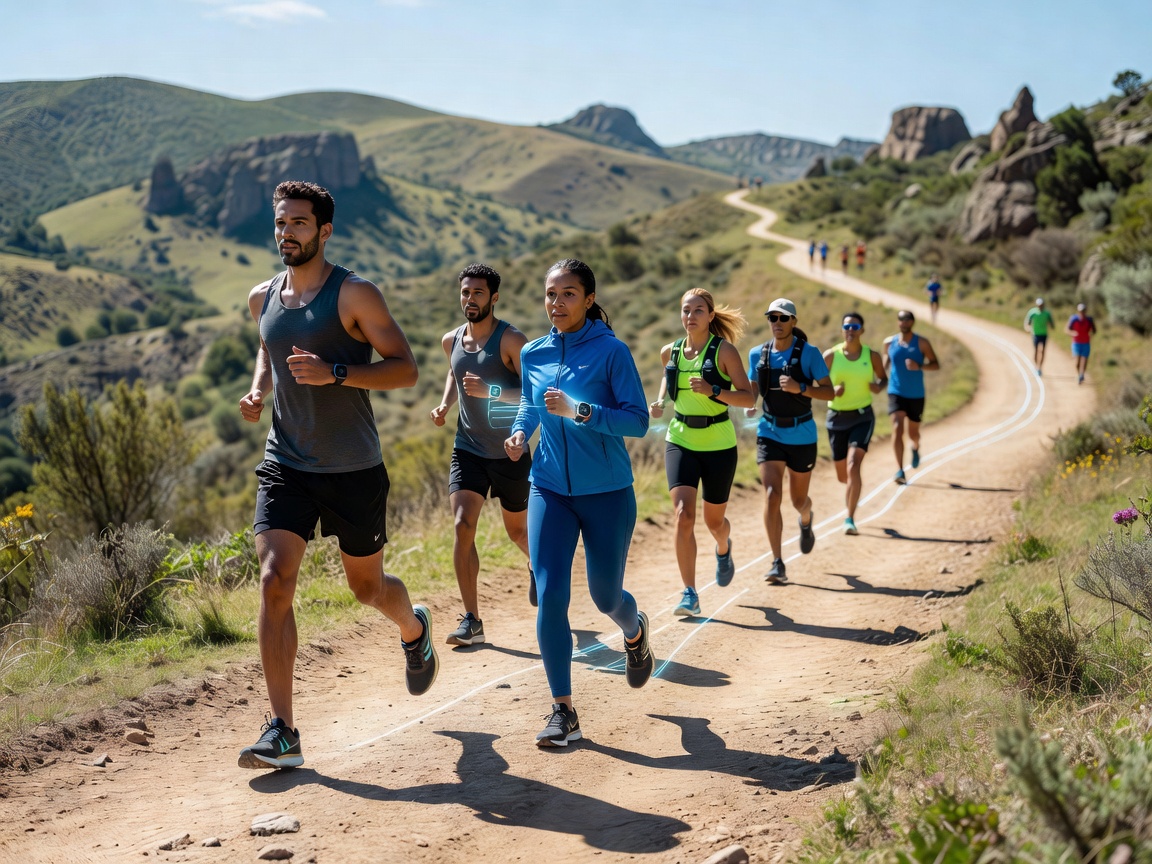 Runners moving along an outdoor route, illustrating location tracking in sport
